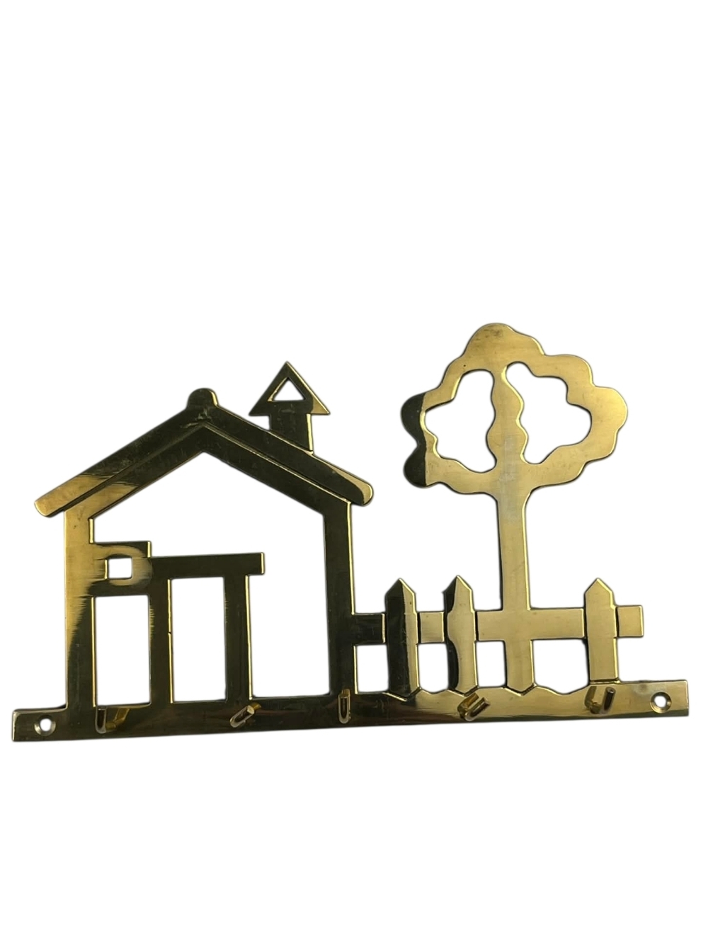 Vintage Solid Brass "Home Sweet Home" Key Holder. Made In Taiwan.